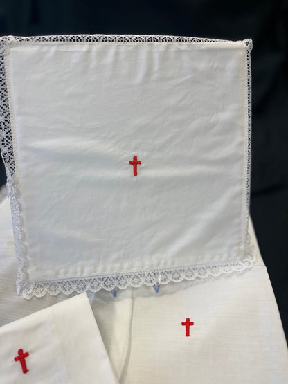 Red Cross  Mass Linens with Lace | 100% Cotton | All Styles