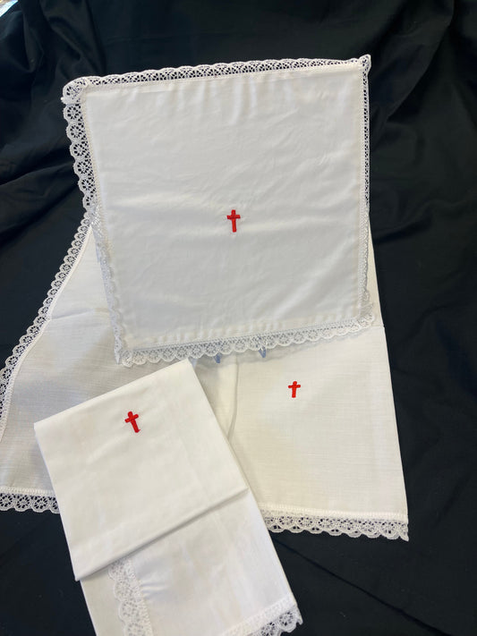 Red Cross  Mass Linens with Lace | 100% Cotton | All Styles