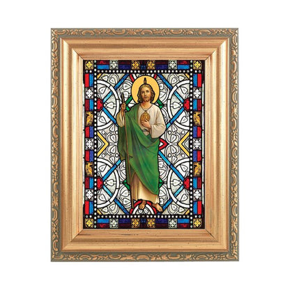 5.5" x 7" Antique Gold Frame with Stained Glass Art