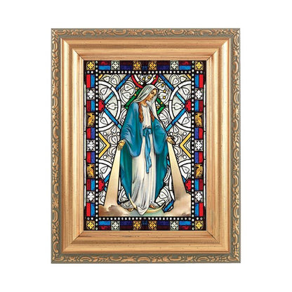 5.5" x 7" Antique Gold Frame with Stained Glass Art