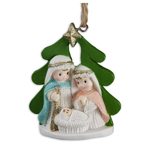 Yarn Holy Family with Infant Jesus Christmas Tree Ornament