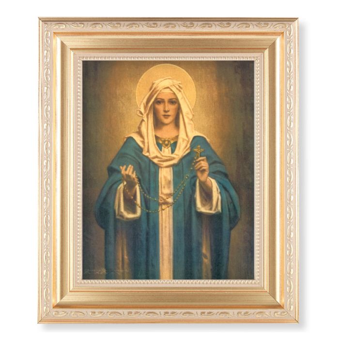 Satin Gold Frame with Madonna of the Rosary Print