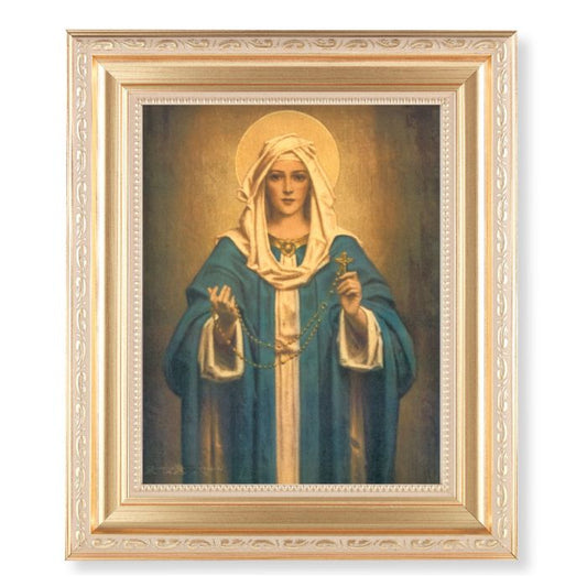 Satin Gold Frame with Madonna of the Rosary Print