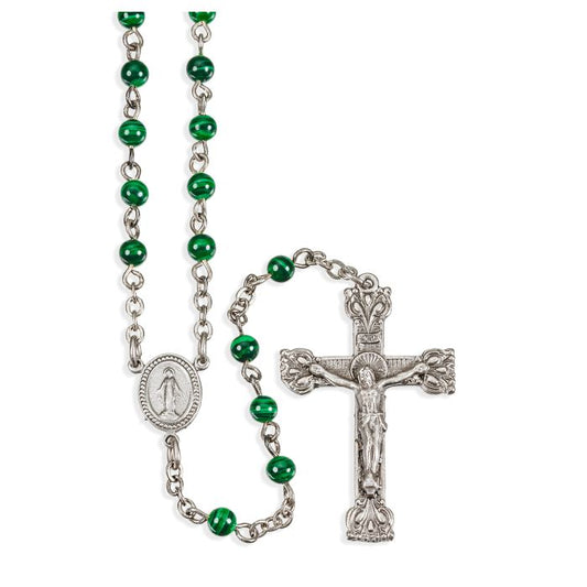 4mm Malachite Gemstone Bead Rosary