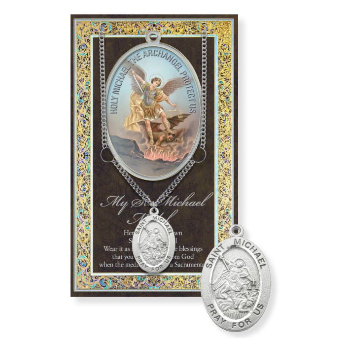 Saint Michael Medal with Chain and Biography