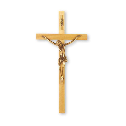 Oak Wood Crucifix with Museum Gold Finish Corpus