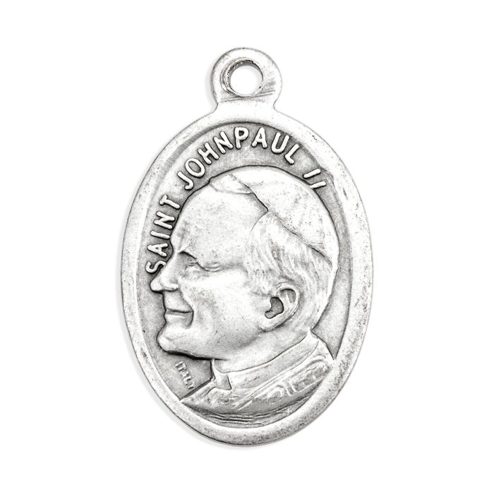 Oval Antiqued Silver Oxidized Saint John Paul II Medal