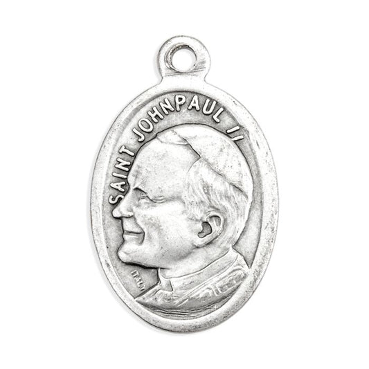 Oval Antiqued Silver Oxidized Saint John Paul II Medal