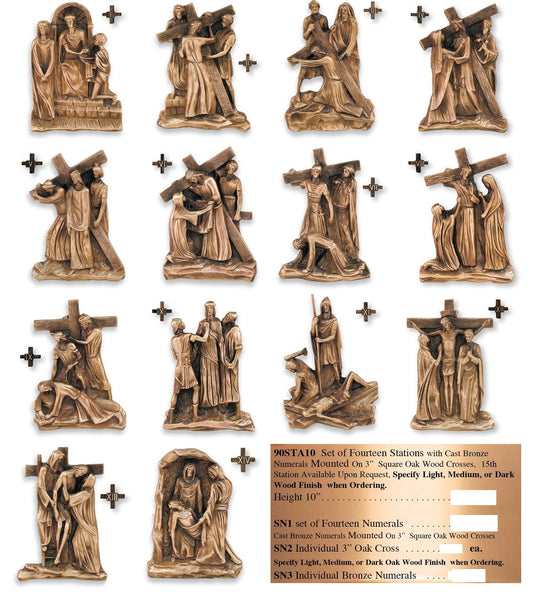 #90STA10 Stations Of The Cross | 10" Relief | Bronze