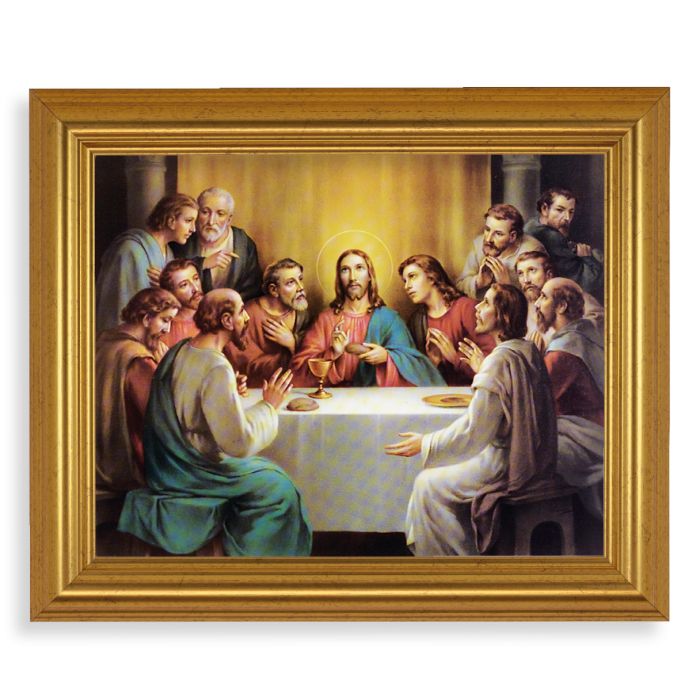 Gold Leaf Finish Beveled Frame with Last Supper Textured Art