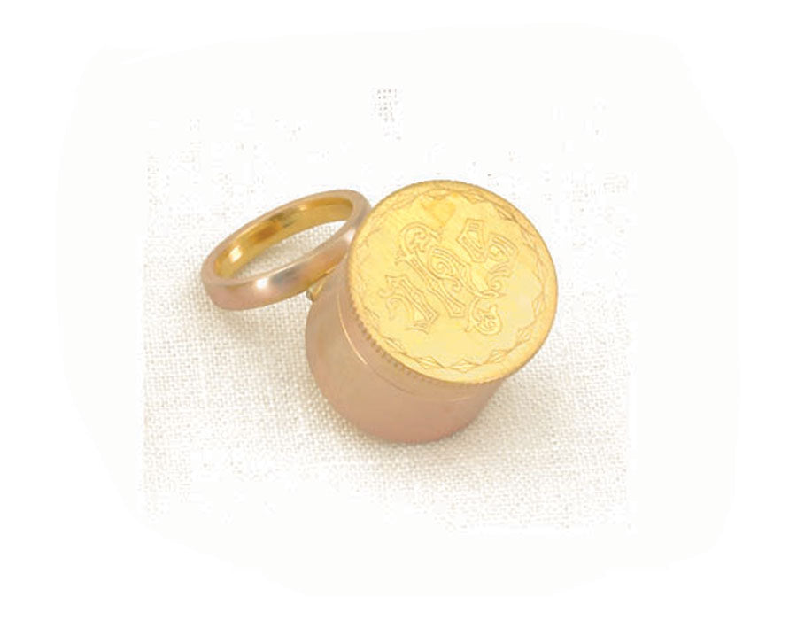1" IHS Engraved Oil Stock | 24K Gold Plated | Satin Inside with Ring