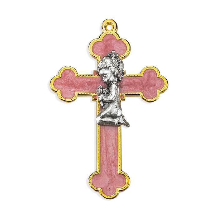 Epoxied Cross with a Praying Child Figure