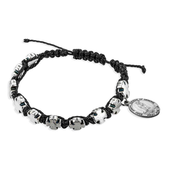 Blessed Bead Cord Bracelet with Saint Joseph Medal