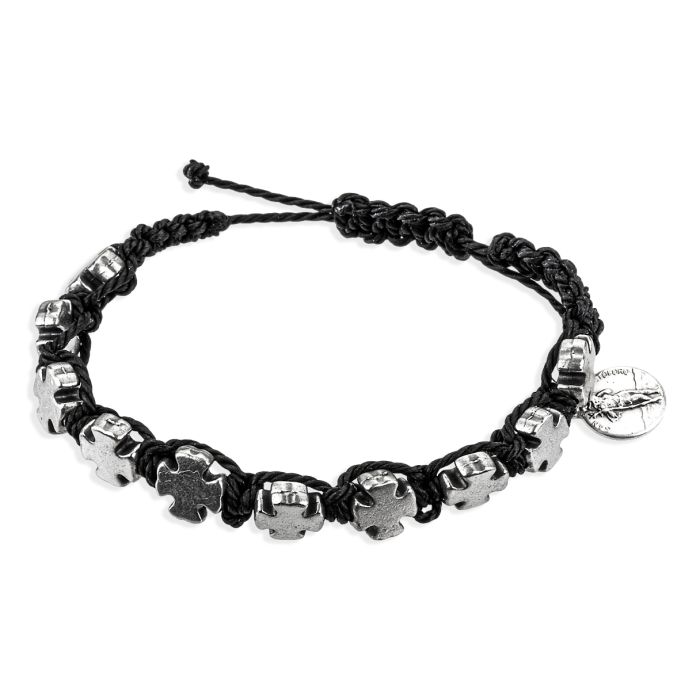 Blessed Bead Cord Bracelet with Saint Christopher Medal
