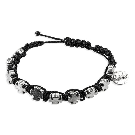 Blessed Bead Cord Bracelet with Saint Christopher Medal