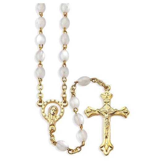 White Translucent Glass Bead Rosary