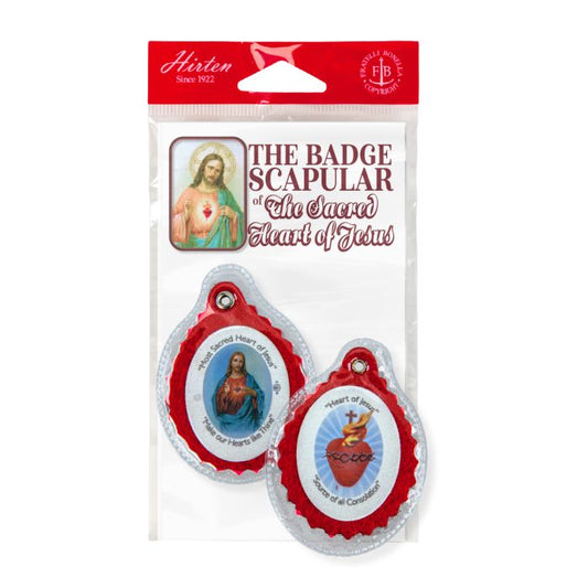 Sacred Heart Badge Sealed in Soft Plastic Sealed Case