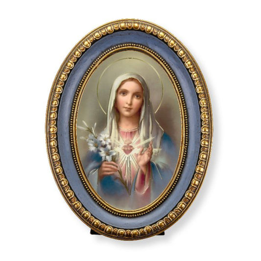 Oval Gold-Leaf Frame with a Immaculate Heart of Mary Print
