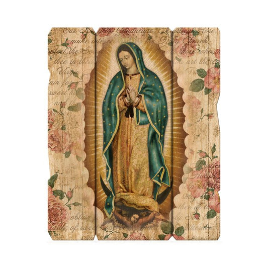 Our Lady of Guadalupe Vintage Wood Plaque