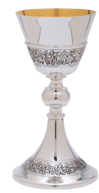 QUICK SHIP | Grape Vine Chiseled Gold Lined Chalice with Scale Paten