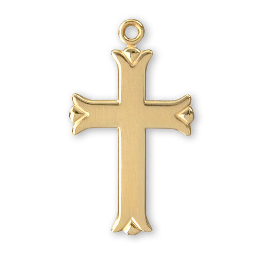 Solid 14 Karat Gold Flare Tipped Cross