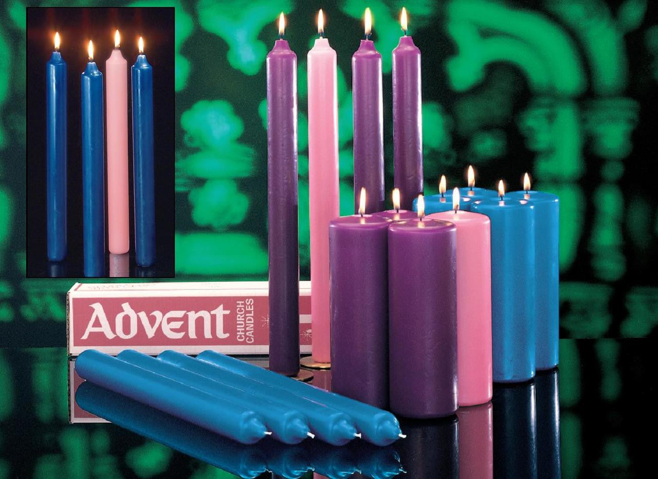 Advent Candle Church Sets | 51% Beeswax & Stearine | All Sizes & Colors