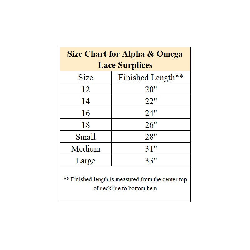 Alpha & Omega Altar Server Surplice | All Sizes