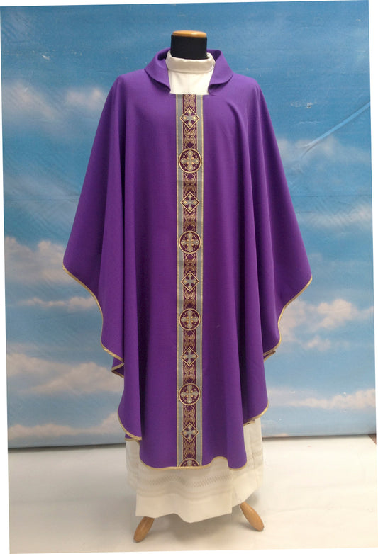 #825 Lightweight Banded Chasuble | Square Collar | 100% Poly | All Colors
