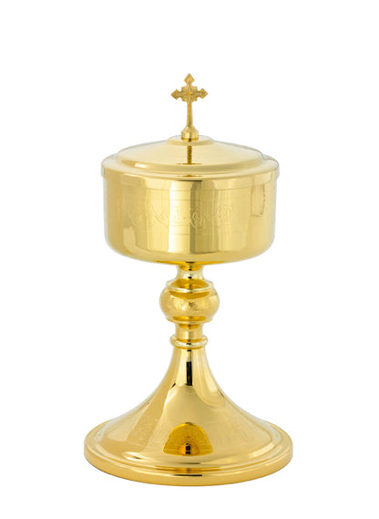 Engraved Chalice & Well Paten | 8", 12oz. | 24K Gold Plated