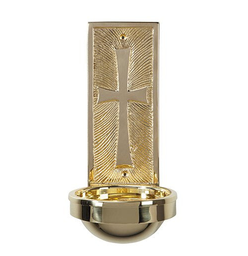 Solid Brass Cross Holy Water Font