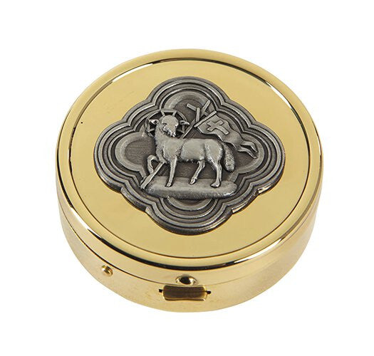 Angus Dei Pyx | Solid Brass | Holds 8 Hosts
