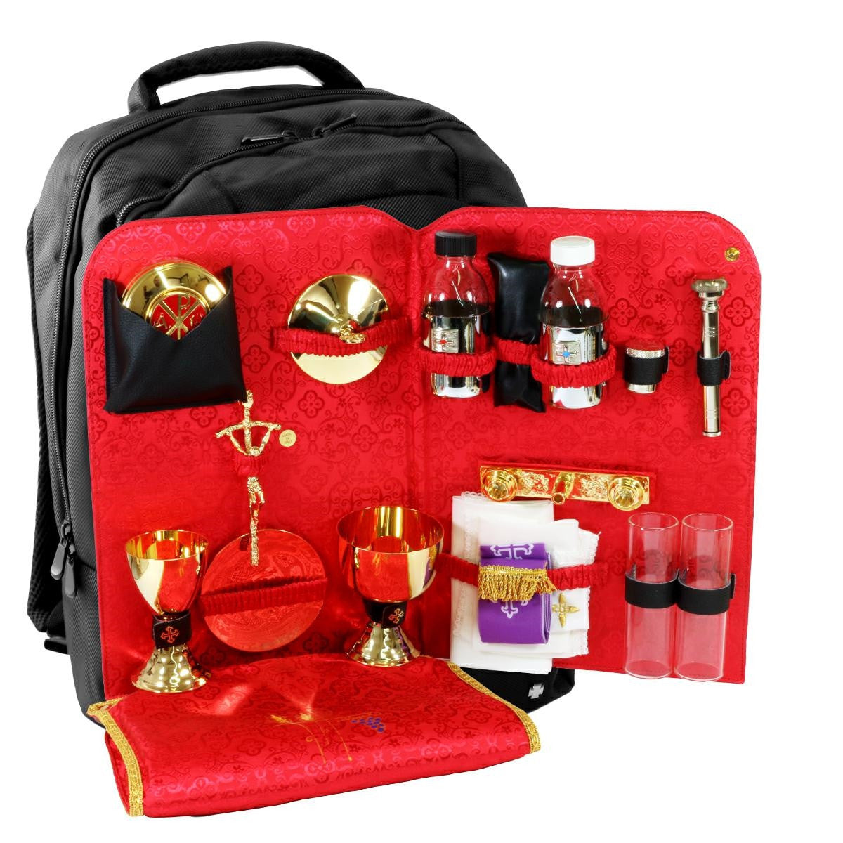 Large Travel Mass Kit | Backpack with Red Satin Interior | Made In Italy