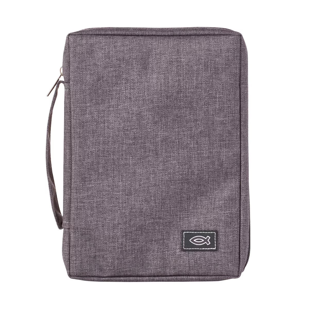 Grey Poly-Canvas Value Bible Cover with Ichthus Patch