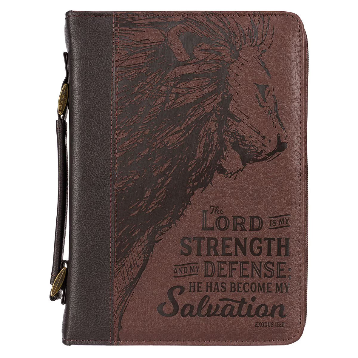 Strength and Defense Walnut-Brown Faux Leather Classic Bible Cover