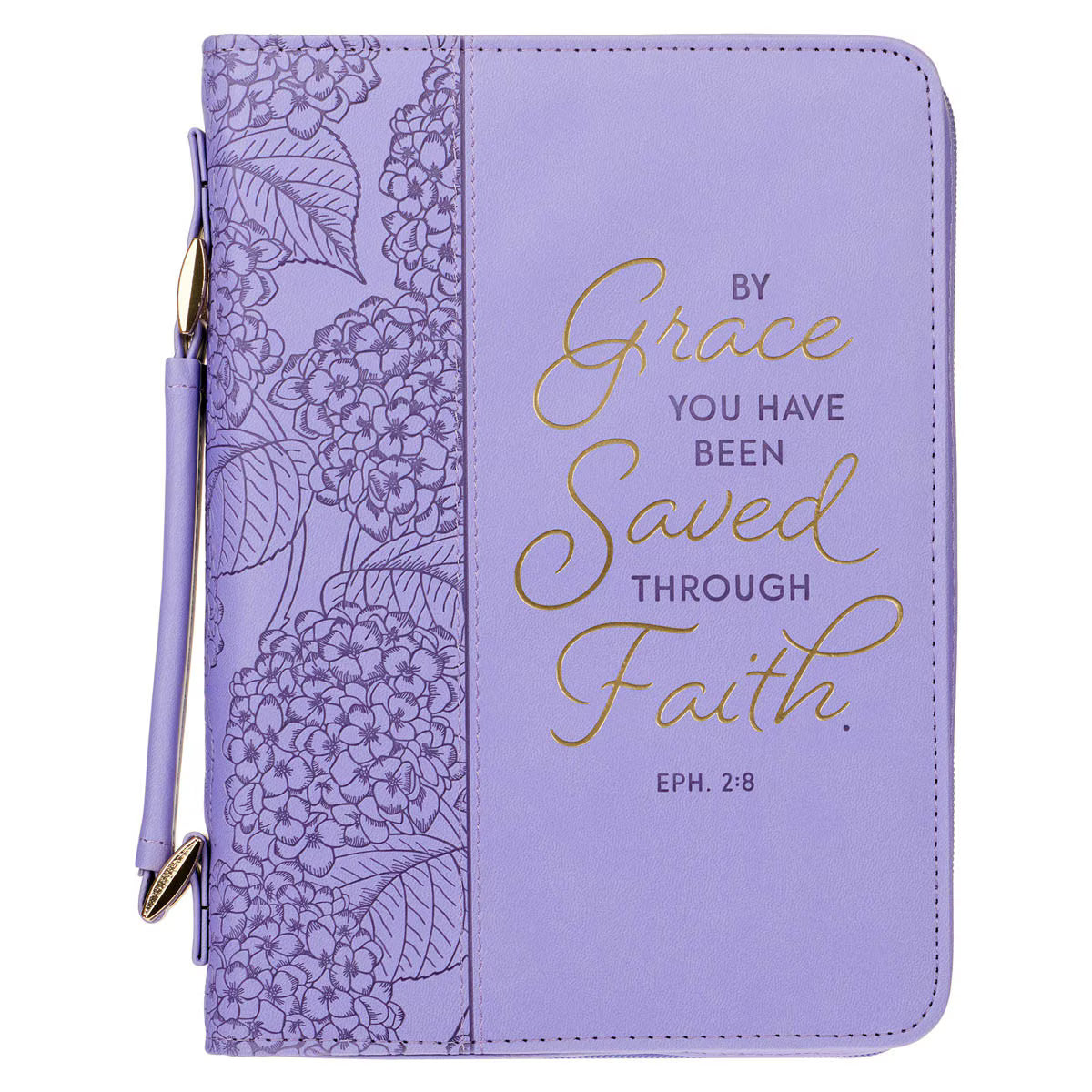 Saved by Grace Hydrangea Lavender Faux Leather Fashion Bible Cover