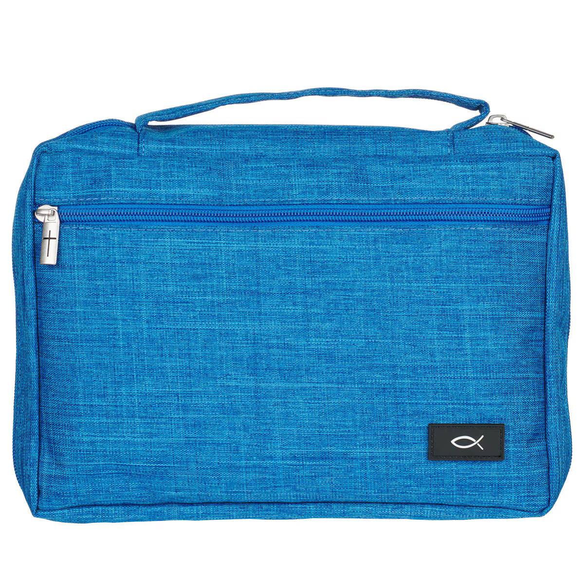 Caribbean Blue Poly-Canvas Value Bible Cover with Ichthus Patch