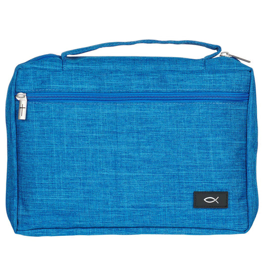Caribbean Blue Poly-Canvas Value Bible Cover with Ichthus Patch