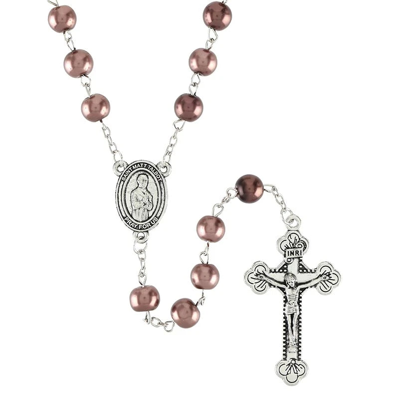 Silver-plated Holy Card Rosary