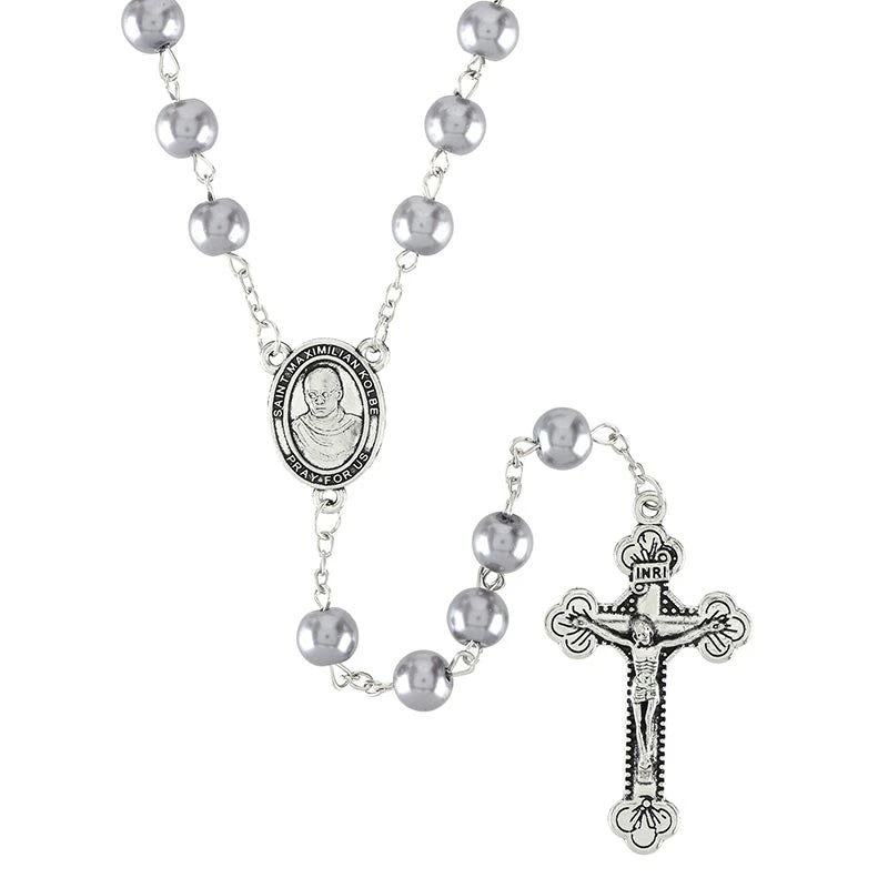 Silver-plated Holy Card Rosary