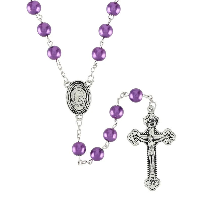 Silver-plated Holy Card Rosary