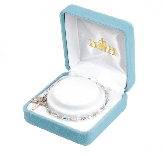 Finest Crystal Rosary Bracelet with Sterling Medals