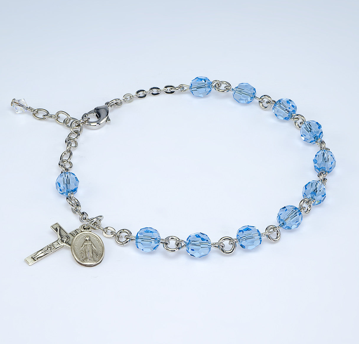Swarovski Crystal Aqua Round Shaped Rosary Bracelet 6mm