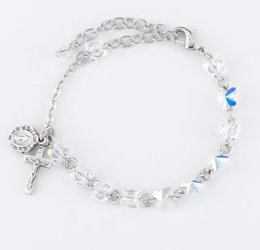 Butterfly Silver Plated Rosary Bracelet