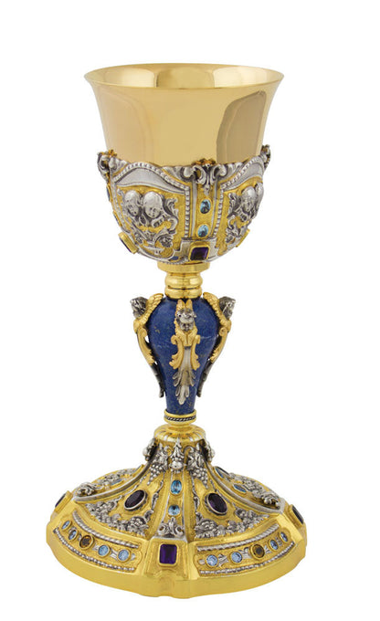 Sterling Silver Traditional Covered Ciborium | 12-1/4" | All Sterling Silver with Amethyst Stones | Made in Italy