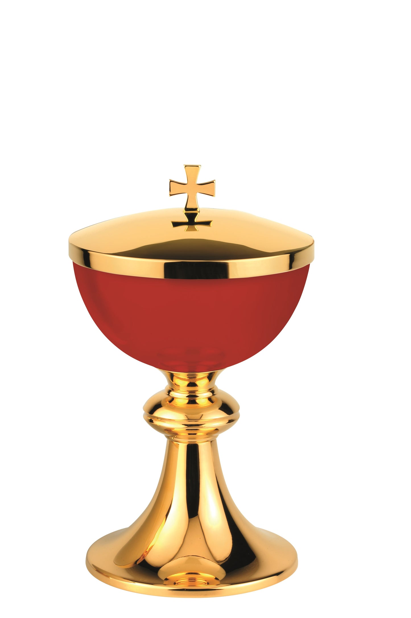 #5381 Blood Red Enamel Traditional Covered Ciborium | 24K Gold-Plated