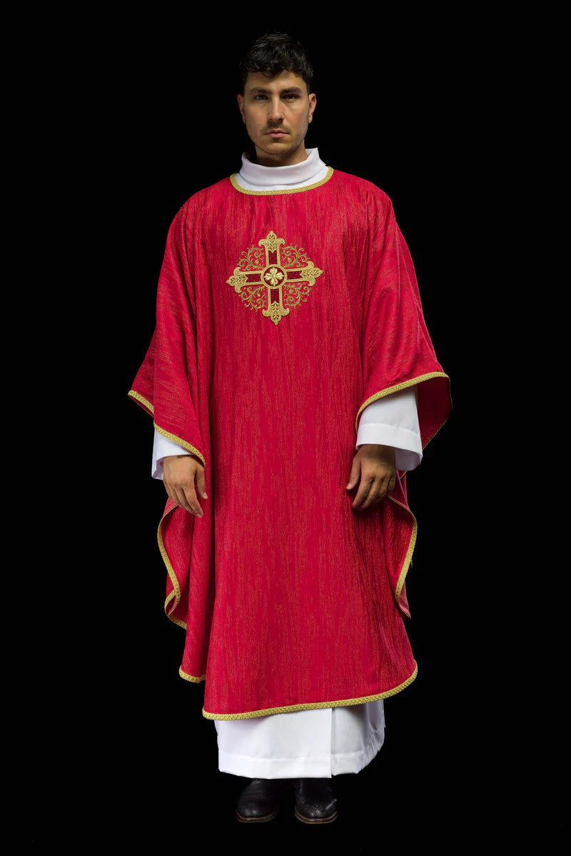 Embroidered Heart Chasuble in Decorative Fabric