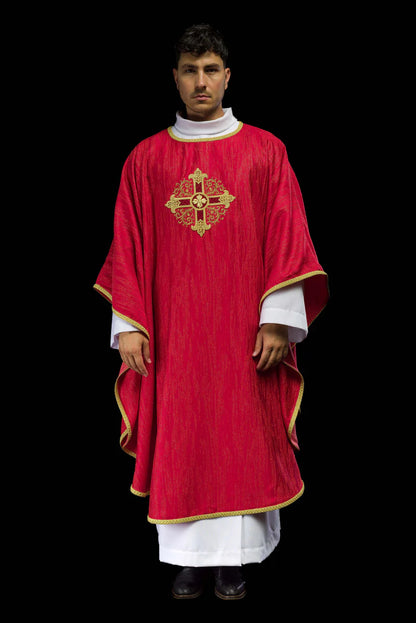 Embroidered Heart Chasuble in Decorative Fabric