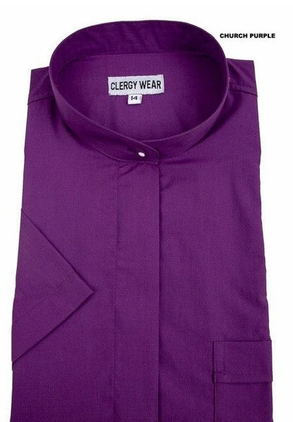 Women's Clergy Shirt | Neckband | Short Sleeve | Church Purple