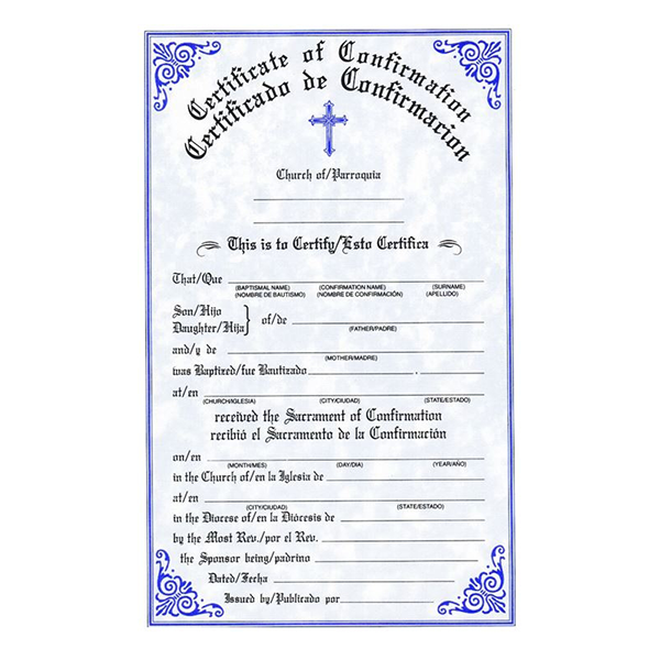 Bilingual Confirmation Certificates | Pad of 50