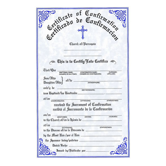 Bilingual Confirmation Certificates | Pad of 50